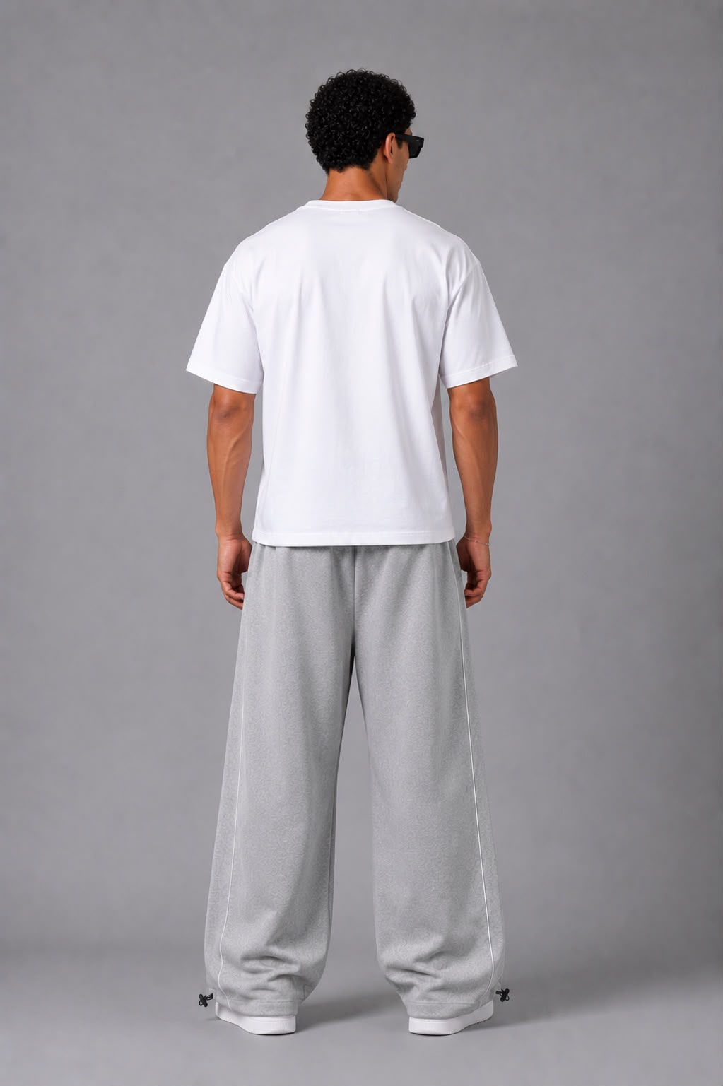 RE7EDİ şeritli iki iplik eşofman altı unisex gri